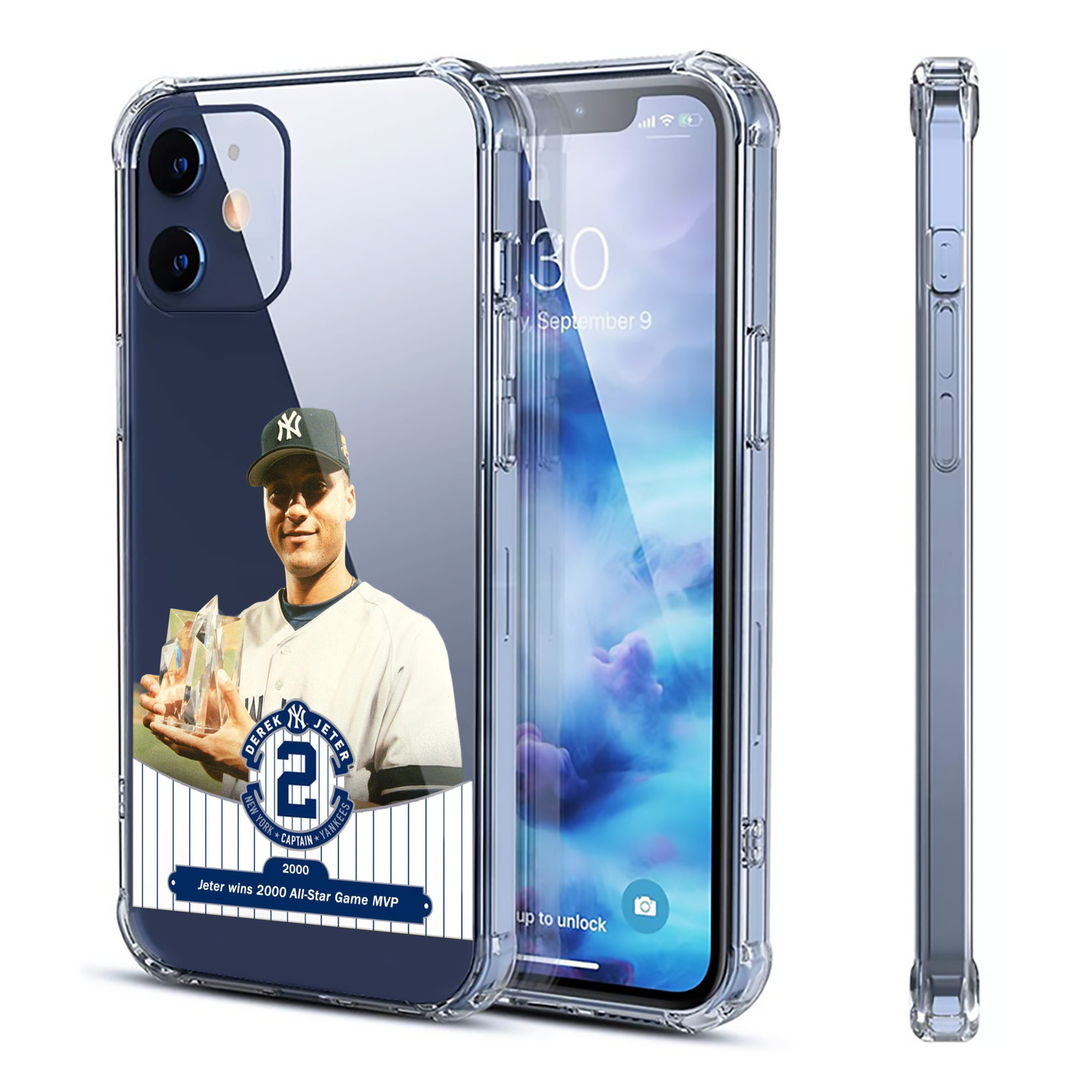 Derek Jeter 80 Clear IPhone 12 Case – Soft TPU With UV Print – Enhanced Drop Protection, Precise Fit, Anti-Fingerprint, Customizable Design, Scratch-Resistant, Yellow-Resistant